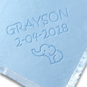 Personalized Elephant Baby Blanket for Boys - Blue