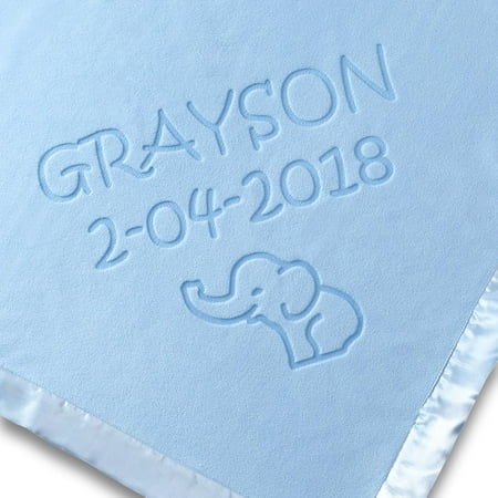 Personalized Elephant Baby Blanket for Boys - Blue
