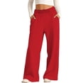 thumbnail image 4 of Girls Solid Stretch Casual Pants with Elastic Waist Full Length Play Pants for Kids Red 7 Years-8 Years, 4 of 5