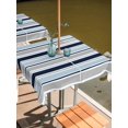 thumbnail image 2 of Outdoor Tablecloth with Umbrella Hole for Patio/Picnic/Party/Camping, Navy Blue Gray Striped Waterproof Table Cloth Square Cover Washable, Farmhouse Stripes Modern Abstract Art (54"x 54"), 2 of 8