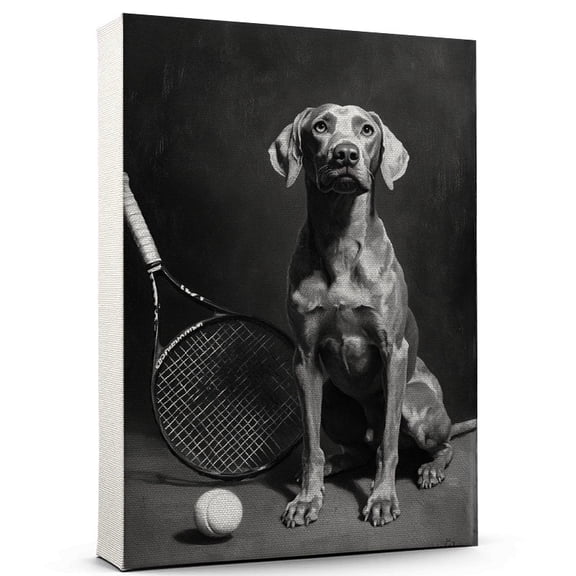 Weimaraner Dog Stretched Canvas Size 8x12 Tennis Canvas – Funny Weimaraner Dog Team Player Wall Art, Ideal Gift Tennis , Dog Owner