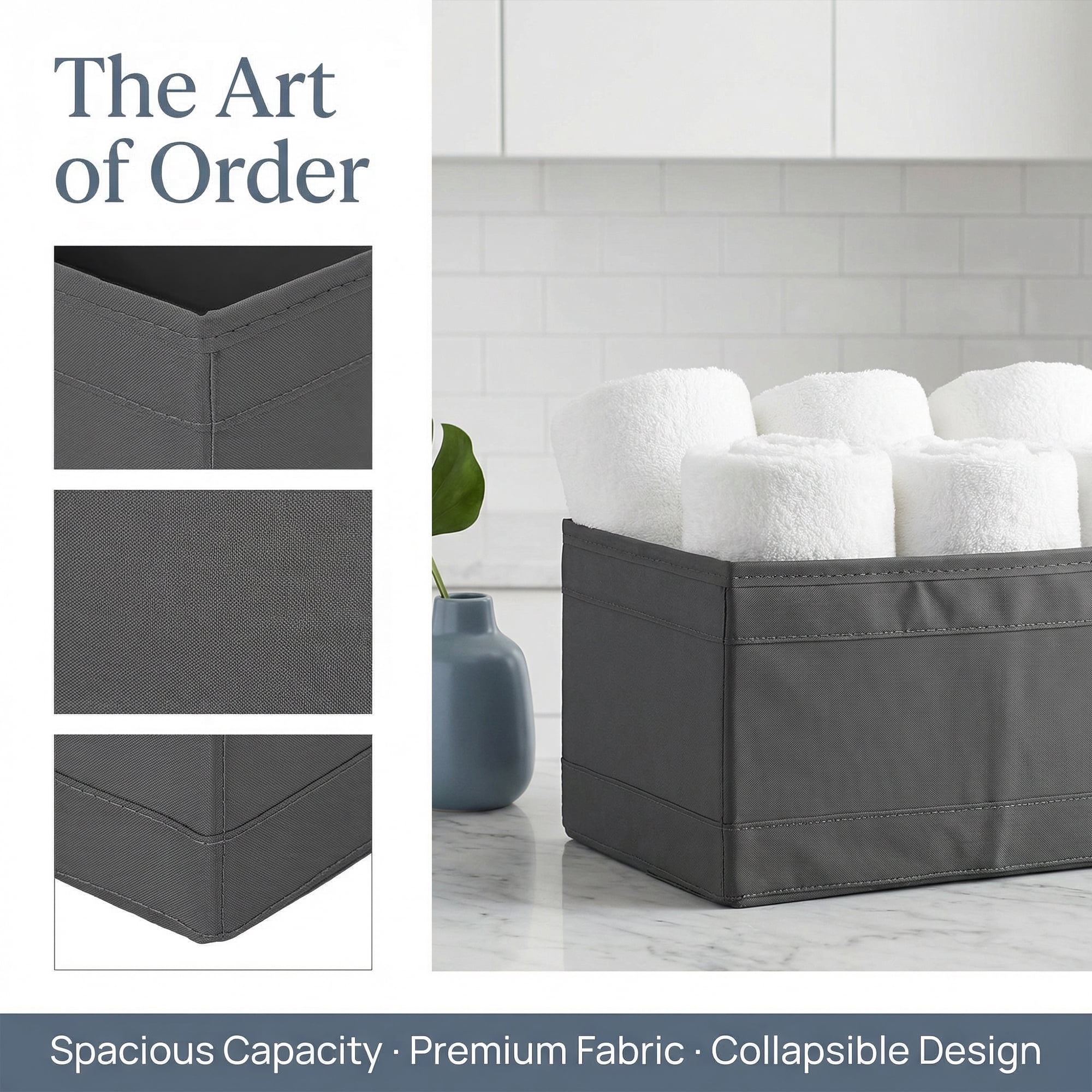 Unique Bargains 1pc Fabric Storage Bin for Shelves Closet Grey 11*5.5*5.1in