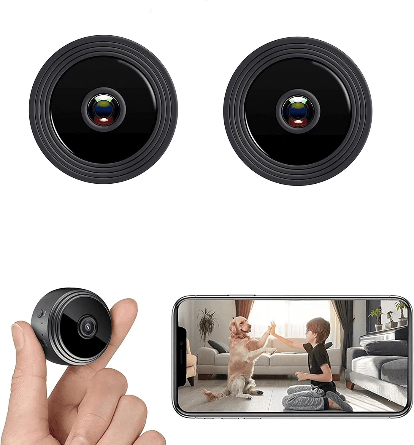 2 Pack Mini Camera WiFi Small Wireless Video Camera Full HD 1080P Night