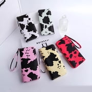 Aellinatey Stylish Cow Print Handheld Wallet PU Card Holder Purse for Fashionable Women