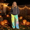 thumbnail image 2 of IYYVV Flannel Halloween Pajama Pants for Women Pumpkin Ghost Print Pjs Pants Fall Winter Soft Loungewear Bottoms Ginger L, 2 of 6