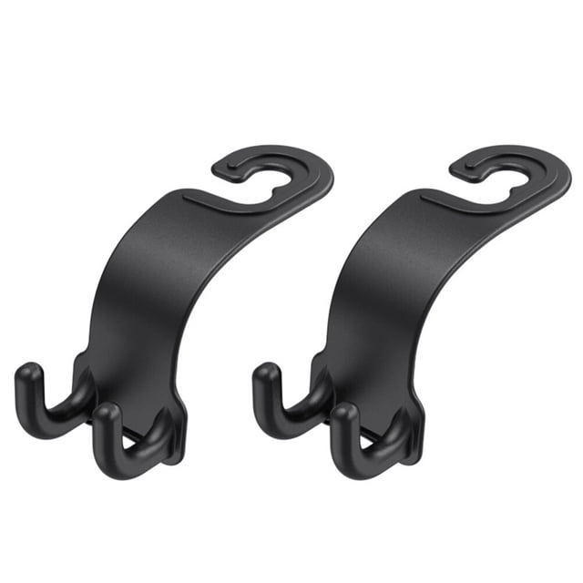 SHOWERORO 2Pcs Multifunctional Car Hook Black ABS Backseat Hook for Passengers Daily Use