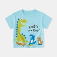 thumbnail image 2 of LRen Toddler Boy Shirts 2t Boys Dinosaurs Ptints Round Neck Short Sleeve Graphic T-Shirts Kid Boy Summer Shirts Trendy Clothes for Boys, 2 of 3