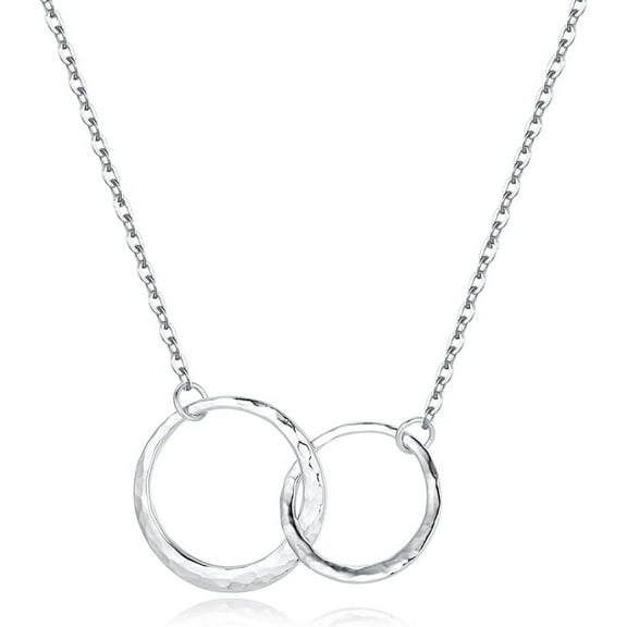 Sterling Silver Two Interlocking Circles Necklace Infinity Mother Daughter Necklace, Best Friend Sister Necklace Birthday Gift[Z902]