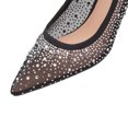 thumbnail image 4 of XYD XYD Women Pointy Toe Slingback Pumps Rhinestones Studded Mesh Low Heels Party Evening Shoes Size 4 Black, 4 of 4