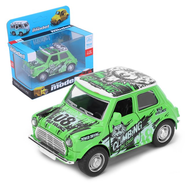 1:36 Mini Coche Modelo Graffiti Pull Back Coche Sonido Luz Batería Vehículos Niño RegaloVerde