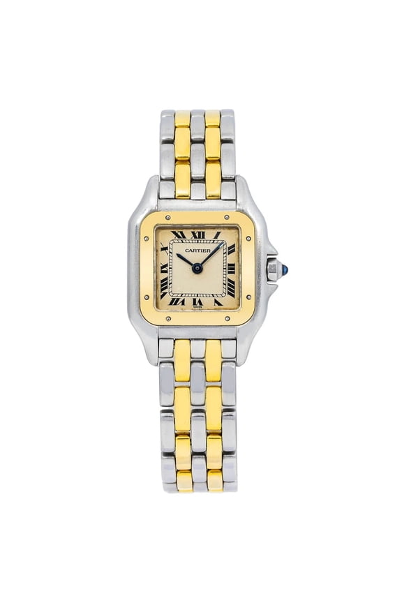 Pre-Owned Cartier Panthere 6692, 18k Yellow Gold and Stainless Steel Case with Silver Dial, Two-Row Bracelet