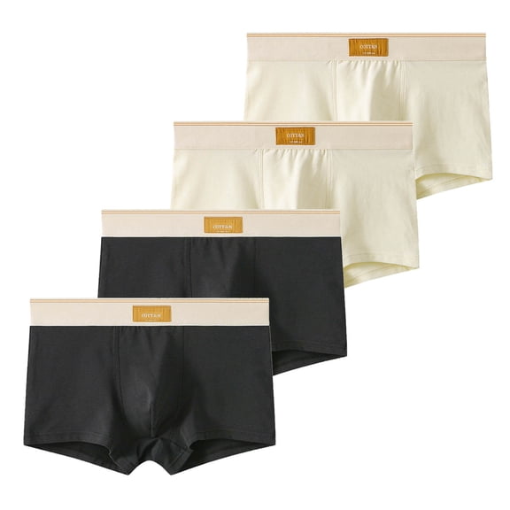 GigrtiJin Mens Big and Tall Multipack Cotton Boxer Briefs Solid Color Seamless Full Coverage Comfortable Pouch Underpants 4 PC