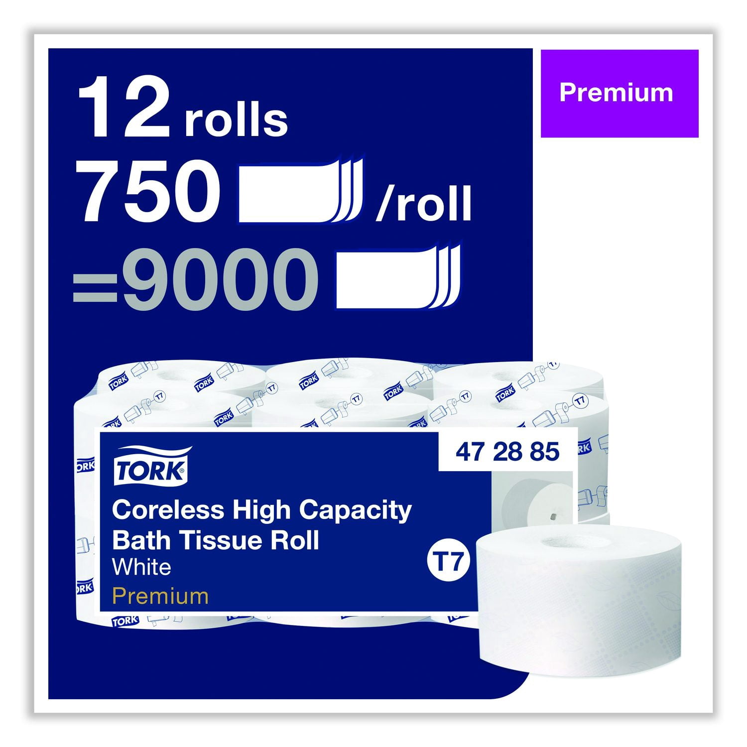 Tork® Coreless High Capacity Bath Tissue, 2-Ply, White, 750 Sheets/Roll, 12 Rolls/Carton