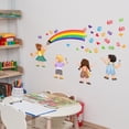thumbnail image 3 of 2 pegatinas de pared de arco iris, pegatinas de pared para niños, citas inspiradoras, manos pequeñas cambian el mundo, sala de juegos, escuela, aula, guardería, preescolar, 3 of 5