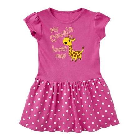 

Inktastic My Cousin Loves me- cute giraffe Gift Toddler Girl Dress