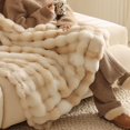 thumbnail image 4 of Fennco Styles Cuddle Bubble Faux Fur Throw Blanket 50" x 60" – Beige Ultra Soft Plush Textured Blanket for Couch, Bedroom, Living Room Décor, 4 of 4