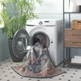 thumbnail image 3 of SAFAVIEH Tucson Salem Oriental Machine Washable Area Rug, Blue/Rust, 8' x 8' Round, 3 of 12