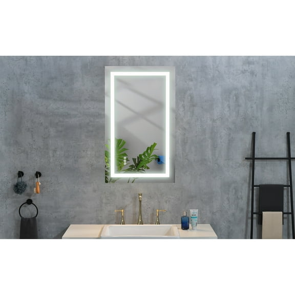 40x28 Inch LED Bathroom Mirror with Frontlit and Backlit, Wall Mounted Vanity Mirror with Smart Touch Button, Anti-Fog, Memory Function, 3 Colors, Stepless Dimmable Makeup Mirror