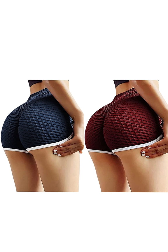 Lilgiuy 2pc Women's Workout Shorts Scrunch Booty Yoga Pants Running Compression Exercise Middle Waist Butt Lifting Leggings
