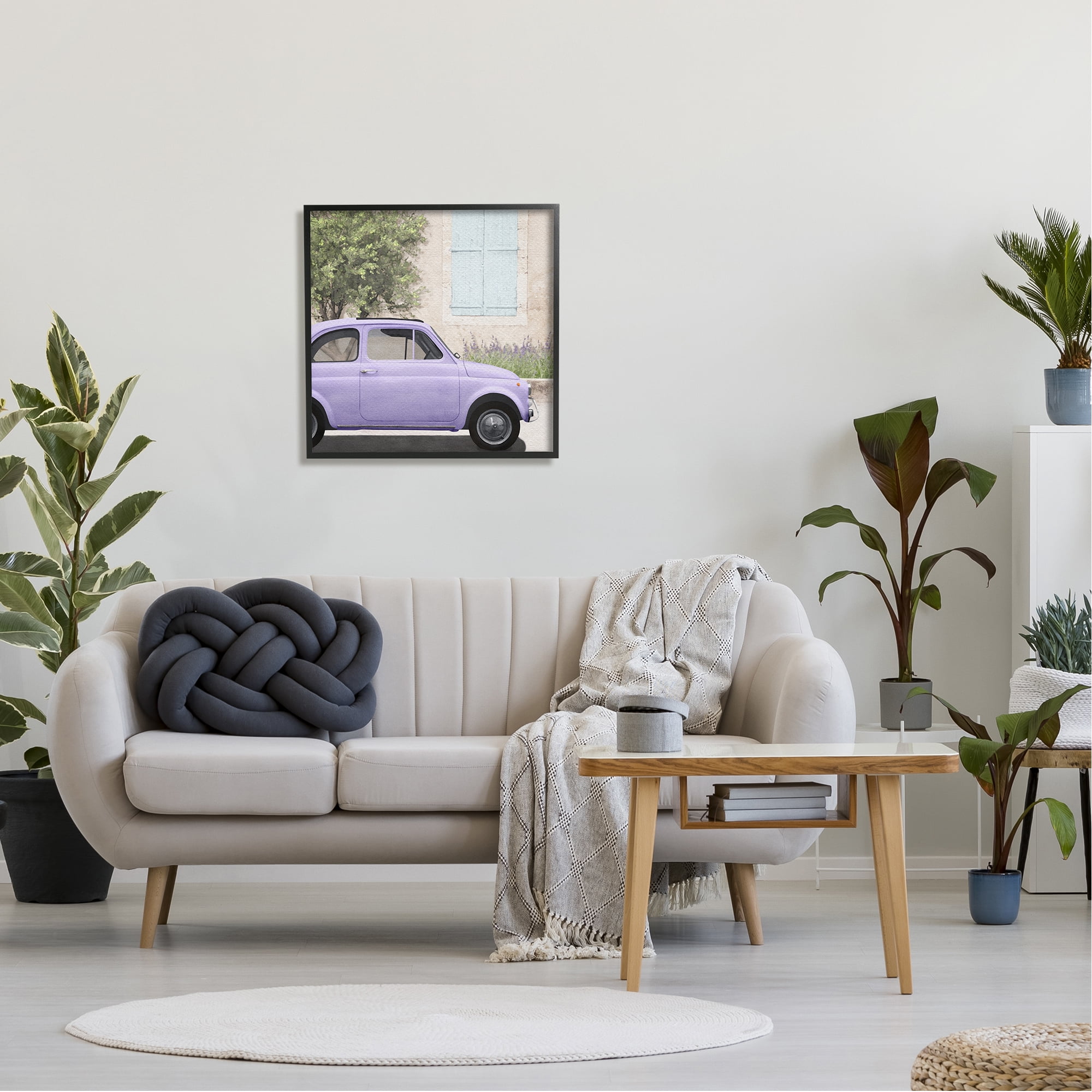 Stupell Industries Antique Purple Buggy Transportation Painting Black Framed Art Print Wall Art, 24 x 24