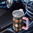 thumbnail image 6 of Orange and Black Plaid Christmas Snowflake Pattern Tumbler with Handle and Lid,40oz Double Wall Vacuum Insulated Tumbler,Cups Gift for Women and Men, 6 of 7
