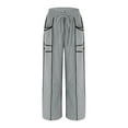 thumbnail image 4 of WMTBSRSW Women's High Waisted Wide Leg Sweatpants with Tie Belt Y2k Barrel Sweatpants Baggy Lounge Pants Casual Boho Beach Trousers with Pockets, 4 of 7