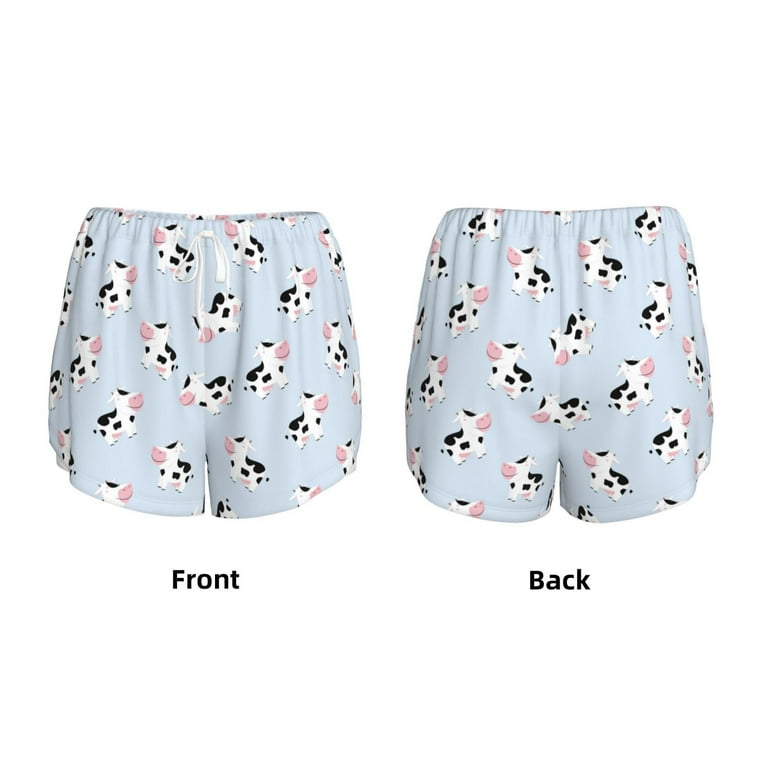 Susaid Cute Farm Cow Print Women's High Waisted Running Shorts