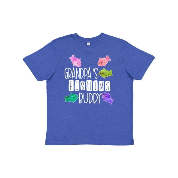 Inktastic Grandpa's Fishing Buddy with Colorful Fish Youth T-Shirt