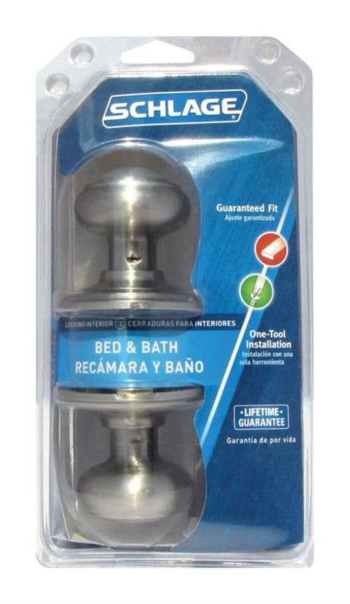 Schlage F40VGEO619 Georgian Satin Nickel Privacy Lockset Ansi Grade 2 1-3/4 In