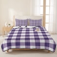 thumbnail image 3 of King Quilt Set 96''x106'', Purple Checkered Lightweight Summer Bedspread Coverlet Set with 2 Pillow Shams, Farmhouse Buffalo Plaid Breathable All Season Quilt Bedding for Bedroom/Guest Room, 3 of 9