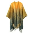 thumbnail image 3 of TINZ Robe à Rayures pour Femmes Bloc de Couleur Automne Printemps Hiver Coupe-Vent Chaude Mode Cape Châle Cardigan Châle Grande Taille Foulards Transparentes pour Femmes Châle Brodé Antique, 3 of 3