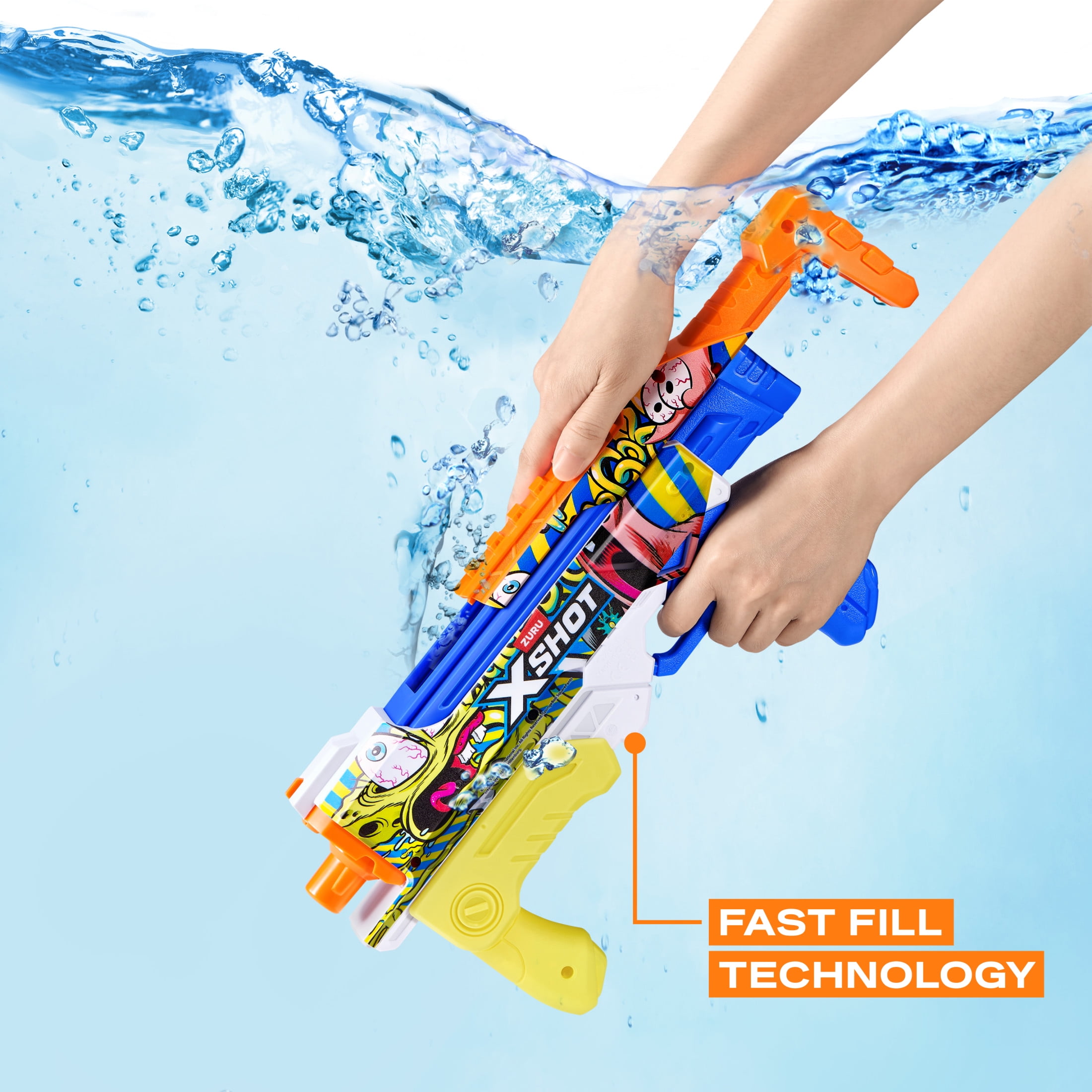 XSHOT Water SpongeBob Hyperload (33ft Range & 500ml Tank) Outdoor Water Blaster by ZURU Ages 5+
