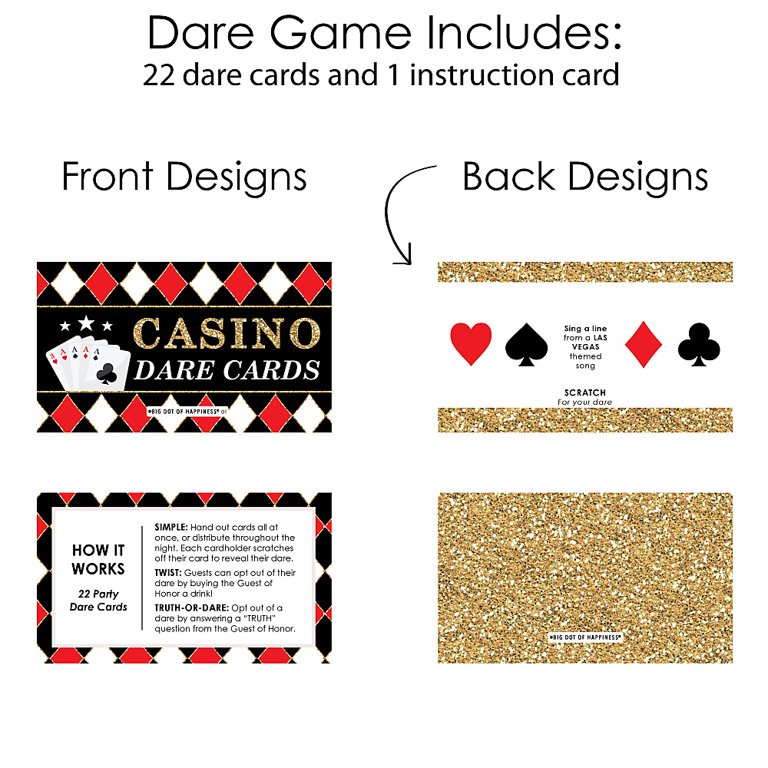 Las Vegas - Casino Party Game Scratch Off Dare Cards - 22 Count