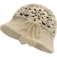 thumbnail image 1 of Women Cotton Bucket Hat Handmade Crochet Knit Floral Summer Bucket Hats, 1 of 5