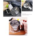 thumbnail image 2 of Silver. Semi-automatic hand-pressed stainless steel flour sieve (large), 2 of 14