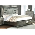 thumbnail image 2 of Contemporary Style 6pc Charcoal Finish Queen Size Storage Bed w LED Dresser Mirror Nightstand Chest Set Wooden Bedroom Furniture, 2 of 5