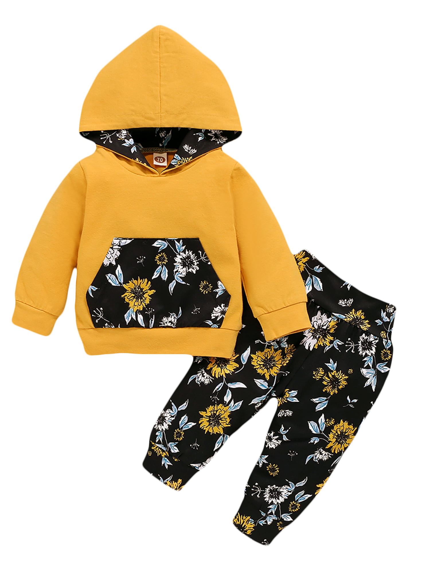 2pcs Toddler Kids Boys Girls Hooded Tops+Pants Outfits Unisex Warm Baby Clothes 