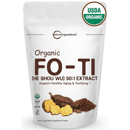 Shou Wu Wan - Extra Strength Premium Pure Organic Fo-Ti (He Shou Wu) 50:1 Extract Powder, 4 Ounce