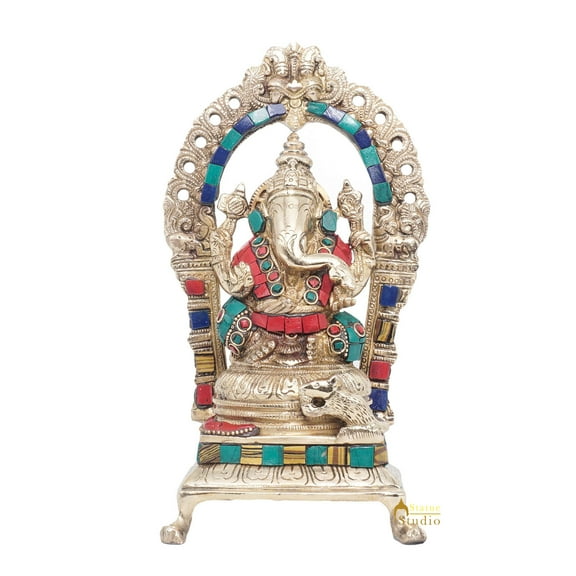 StatueStudio Ganesha Statue Temple Decor Lord Ganesh Murti Religious Showpiece Ganpati Idol Gift Item for Gift item for Diwali Pooja, Mandir, Home Decor and Office Table (4.5 X 3 X 8 Inch)