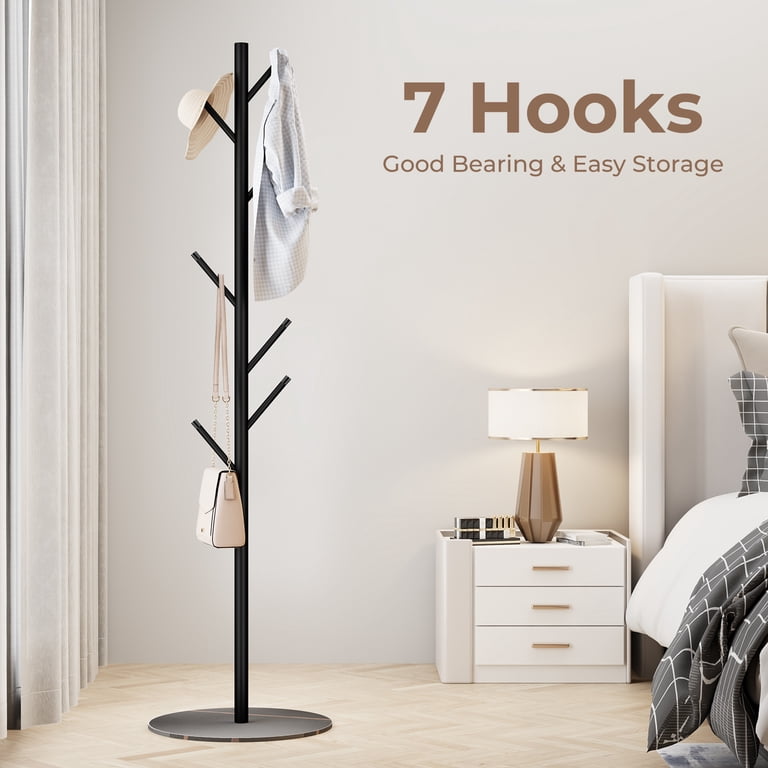 LIZEVINC Coat Rack, Adjustable Size coat Tree with 7 Hooks