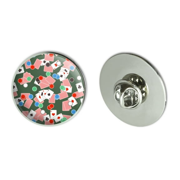 Poker Chips and Ace Cards Pattern Metal 1.1" Tie Tack Hat Lapel Pin Pinback