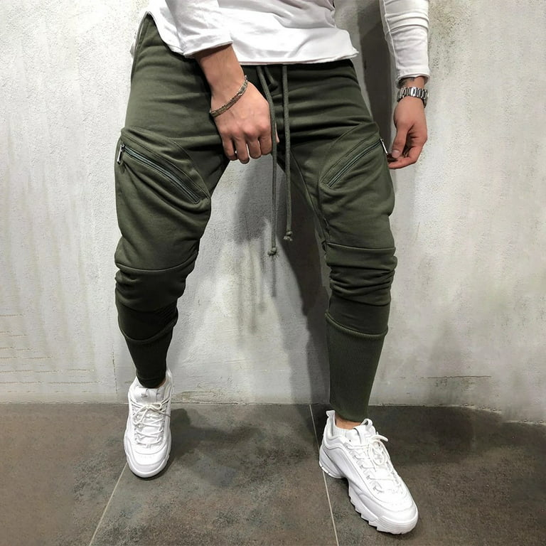 ALSLIAO Men Casual Joggers Pants Sweatpants Cargo Combat Loose Baggy  Workout Trousers Army Green XL 