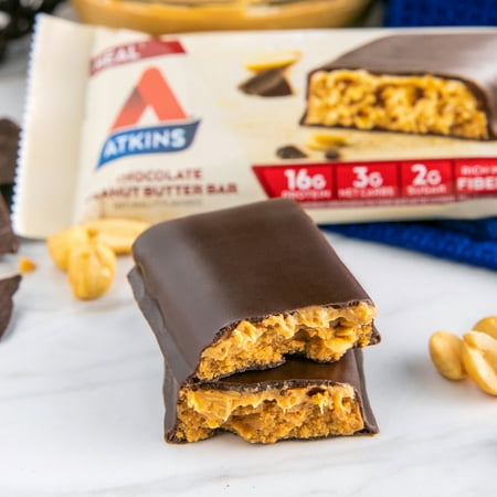 Atkins Chocolate Peanut Butter Protein Meal Bar, High Fiber, Low Sugar, Meal Replacement, Keto Friendly, 6/8 Packs