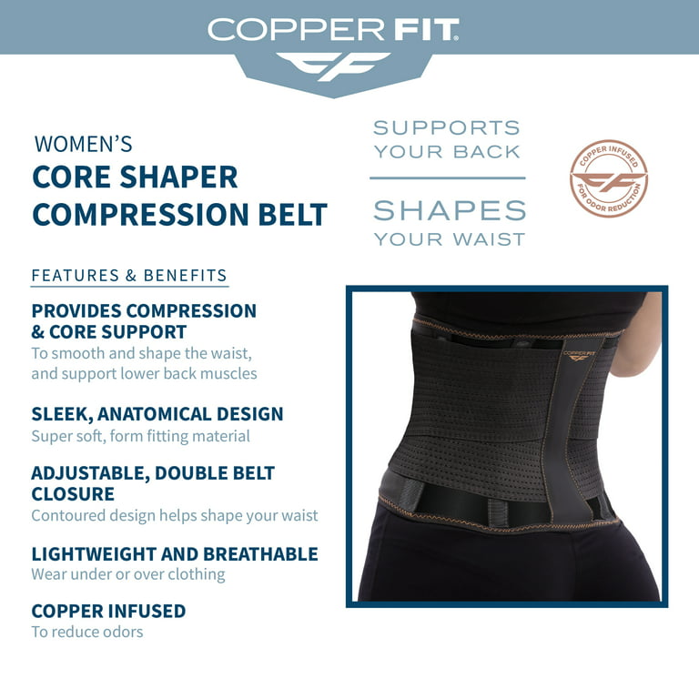 Copper Fit® Core Shaper, Supports Back and Shapes Waist, Copper Infused,  Charcoal Gray, Large/XL 