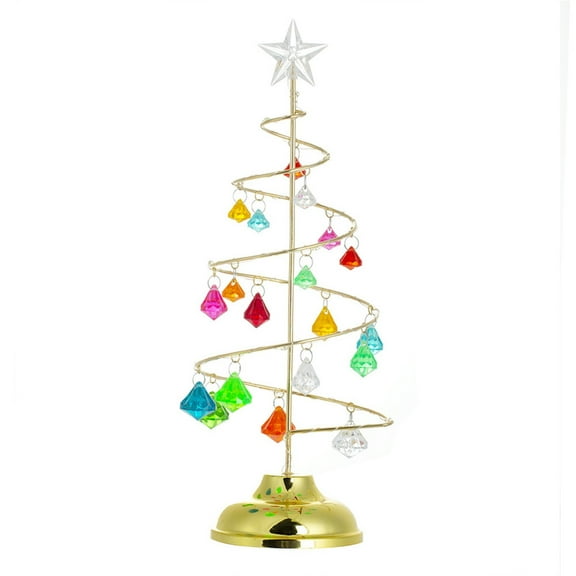 Skinny Christmas Tree - Mini Small Little Tabletop Prelit Christmas Tree 11.8 Inch Decorated with Ornaments 35 Multi-Colored Lights Artificial Green Tree