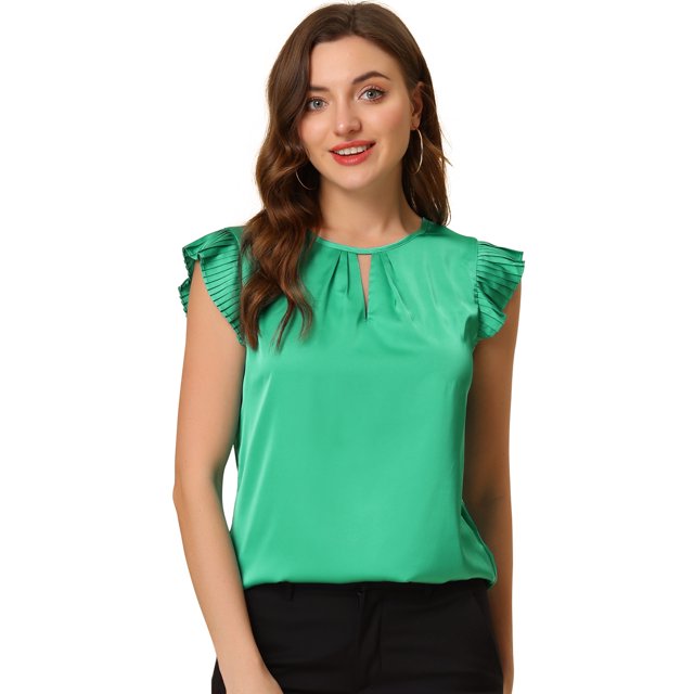 Unique Bargains Blouse à Manches Longues pour Femmes à Ouverture par Trou de Serrure