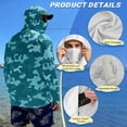 thumbnail image 4 of SEANATIVE Men's Sun Hoodie for Fishing, Long Sleeve Shirt UV Protection Cooling Full Coverage Fishing Pullover Top with Built-in Face Mask Neck Gaiter, 3XL, Teal Camouflage, 4 of 7