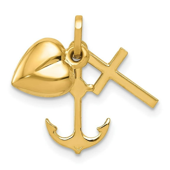 14k Heart Cross and Anchor Charm YC1067