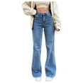 thumbnail image 2 of YUIVH Womens Jeans Straight Leg Pants Ladies Popular Flare Jeans Ladies Fashion Mid Waist Stretch Flare Pants Long Retro Jeans Trendy Denim Pants Commuting Versatile, 2 of 9
