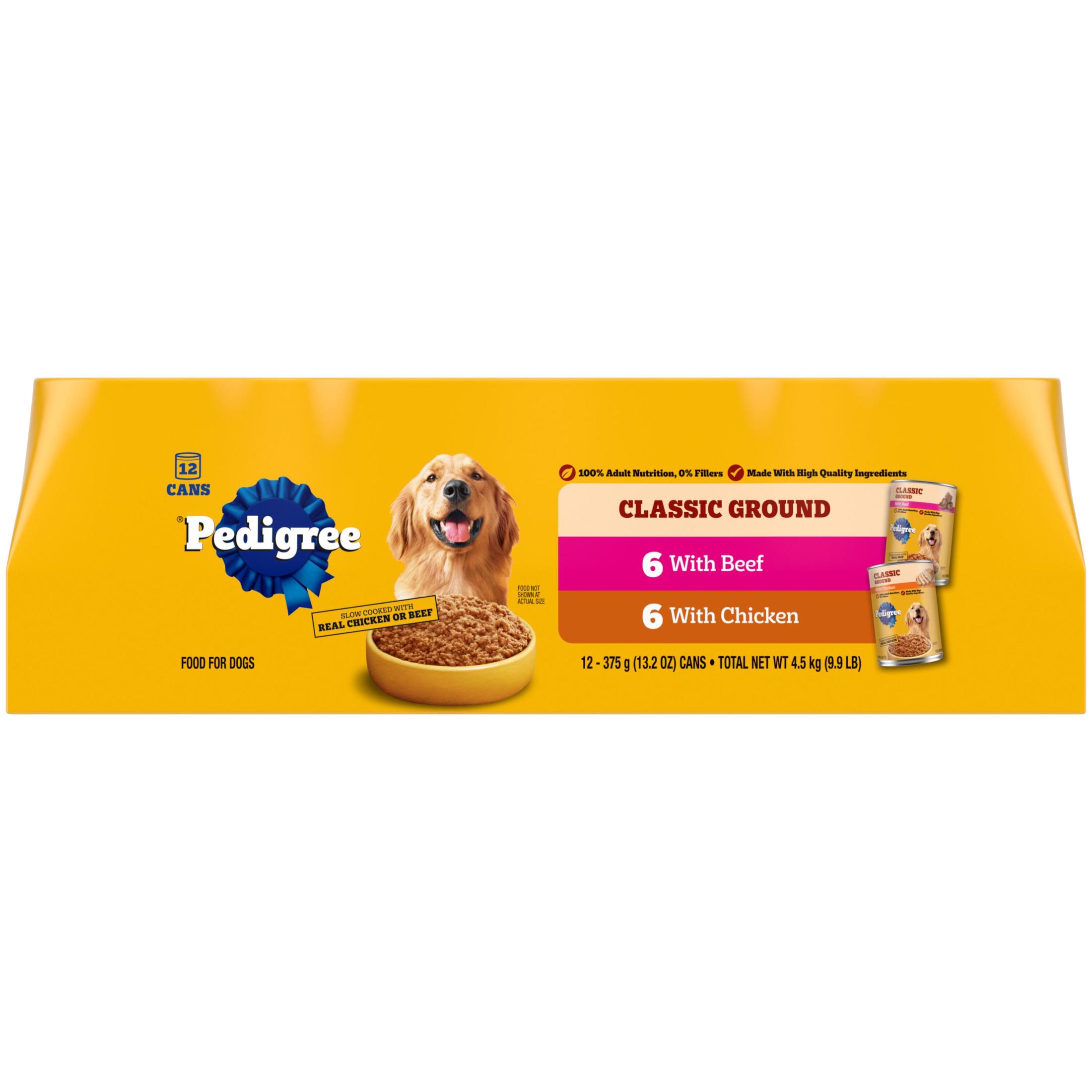 Pedigree Chopped Ground Dinner Chicken & Beef Variety, 12 Pack
